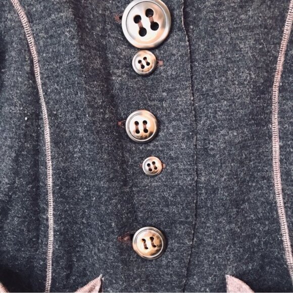 Anthro Casch Gro Wool Cardigan Boho Sweater Knit Wool Buttons High Collar Top M - Picture 11 of 16